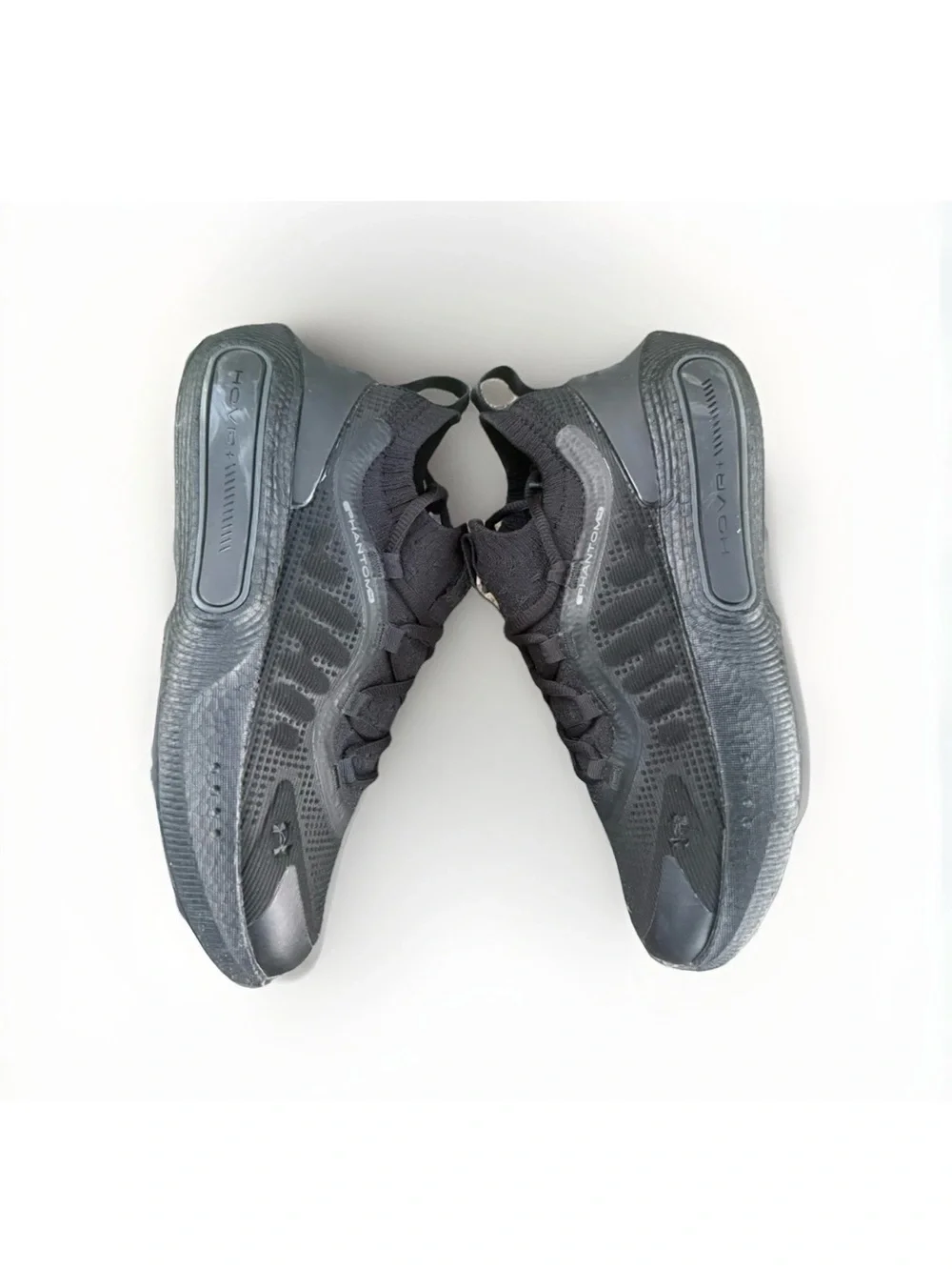 Under Armour HOVR Phantom All-Black Boys 4.5Y Athletic Running Shoes Sneakers